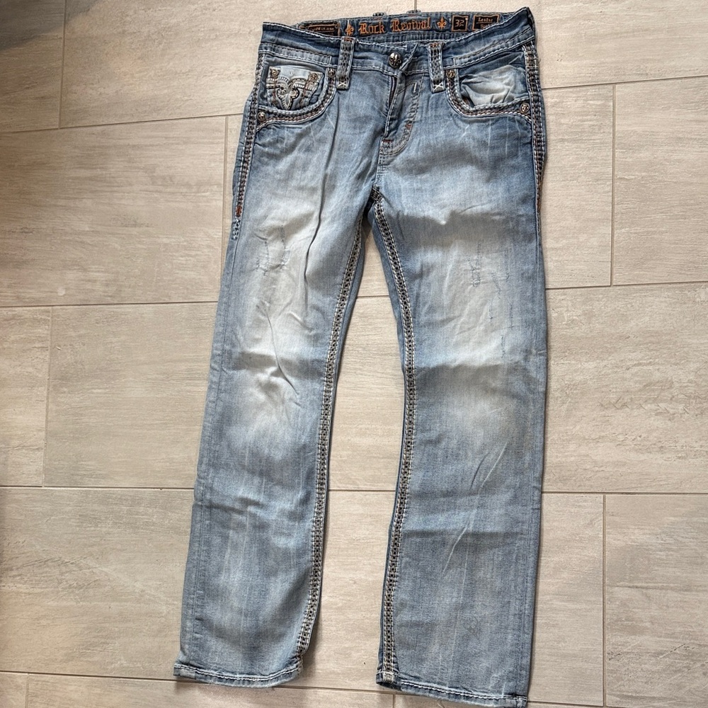Rock Revival Faded Blue Straight Jeans